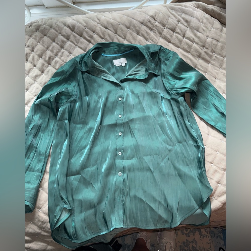 Anthropologie Green Button Down Shirt